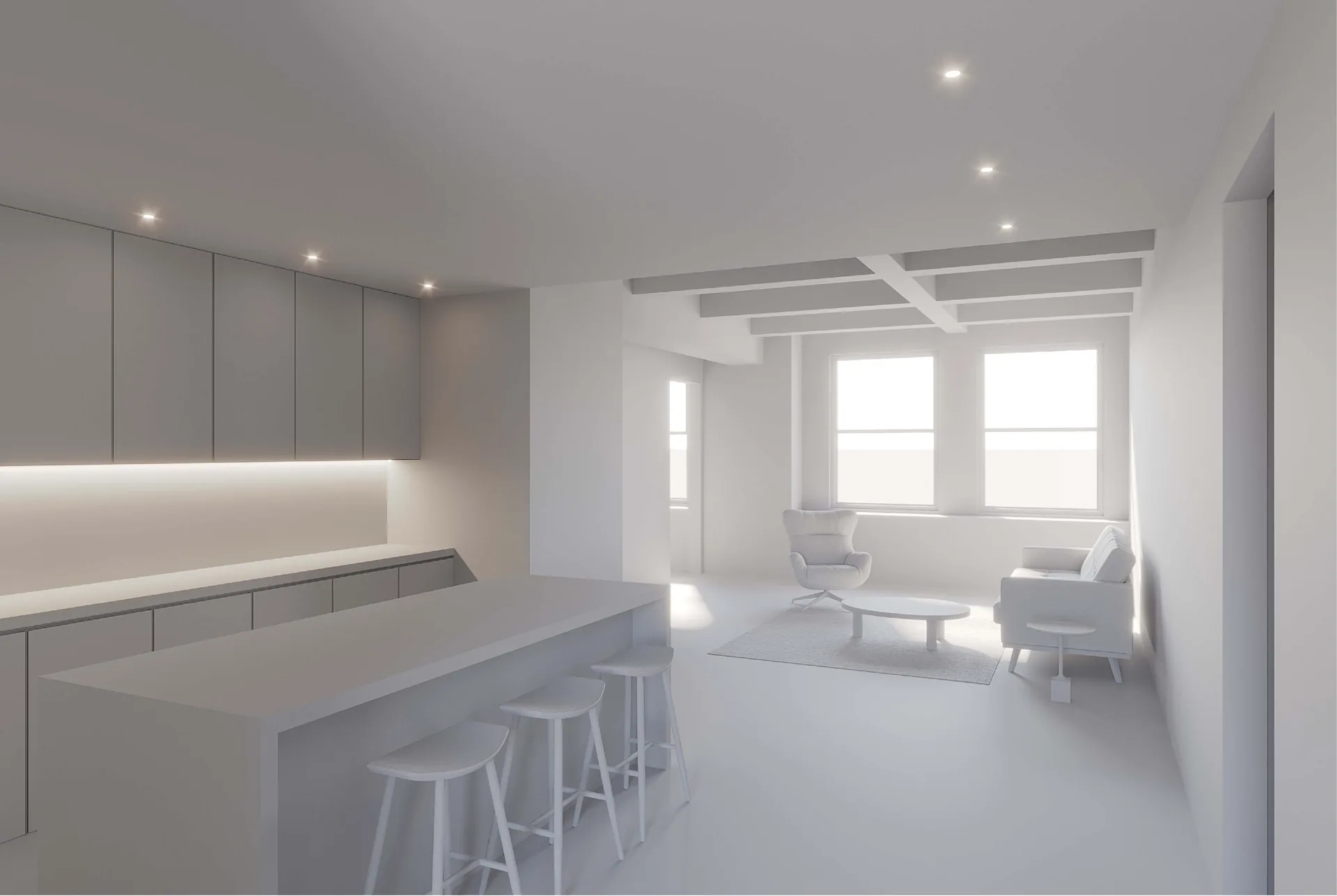 The same room as an untextured model
